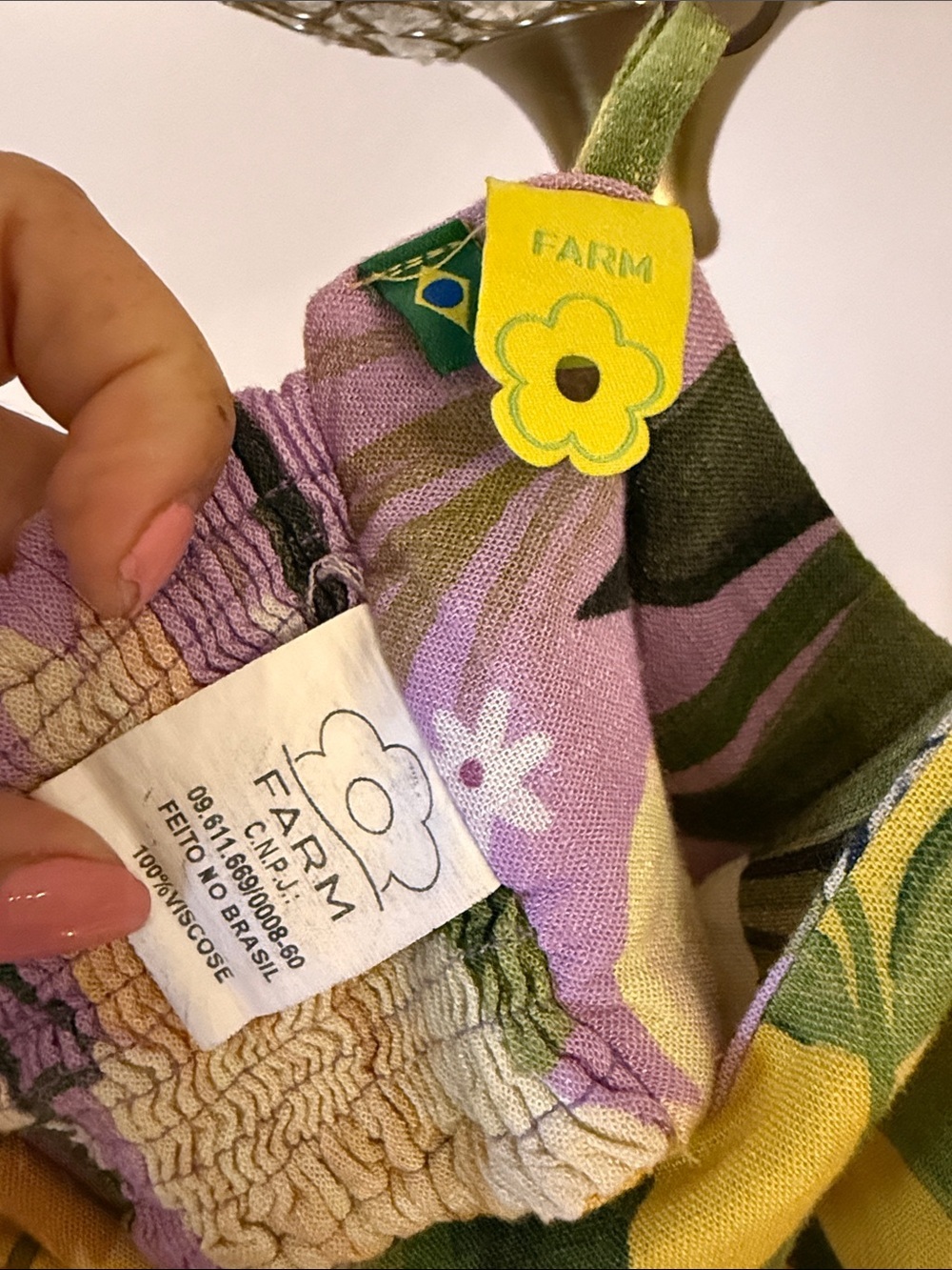 FARM Rio Purple Floral Tie-Front Crop Top - Picture 2 of 3